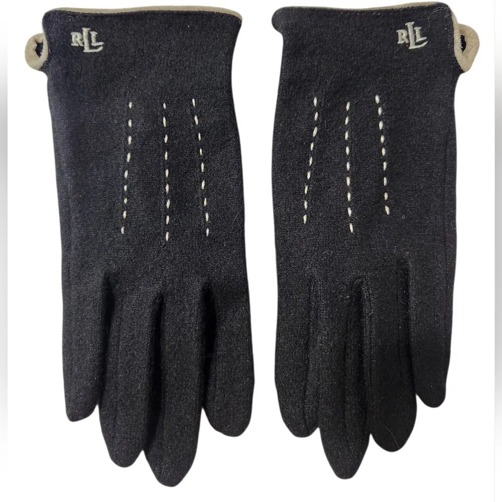 Lauren Ralph Lauren Wool & Cashmere Gloves Black Size Small